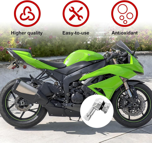 2 PCS Motorcycle Tire Valve Stems, 90 Degree Aluminum 11.3mm/10mm Rim Wheel Tubeless Angle Air Stem with Rubber Seals, Compatible with Most Motorc...