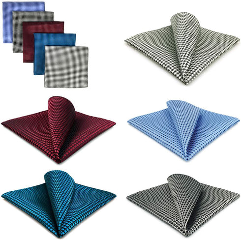 SHLAX&WING 5 Pieces Assorted Mens Silk Pocket Square Handkerchiefs Set 09...