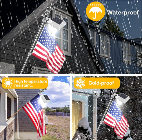Solar Flag Pole Light, Bright White 6000k Flagpole Light Upgrade Solar Powered for 5ft 6ft Flag Pole,Waterproof Outdoor Dusk to Dawn Led Solar Lig...