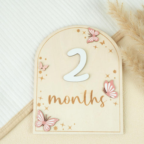Monthly Baby Milestone Wooden Circle - Baby Monthly Milestone Sign - Months Baby Milestone Signs Cards - Newborn Gift for Girl and Boy - 1-12 Mont...