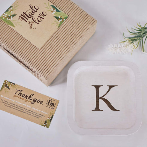 I'm Solid Wood Personalized Initial Letter Jewelry Display Tray Decorative Trinket Dish Gifts For Rings Earrings Necklaces Bracelet Watch Holder (...