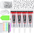 B7000 Glue Clear for Rhinestones, 4 Pcs 25mL B-7000 Jewelry Bead Gem Glue with Flatback Clear Rhinestones, Tweezer Dotting Rhinestone Tool for Clo...