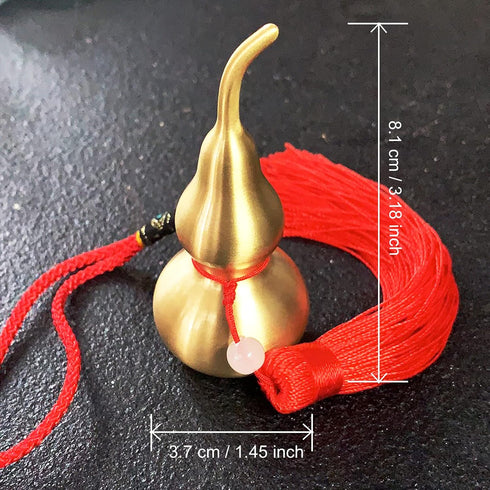 Hanging Decoration Good Luck Wu Lou Gourd,with Tassel for Housewarming Statue Charm Amulet Home Decor,3.18 inch Tall,Full Brass, Hu Lu Bring You W...