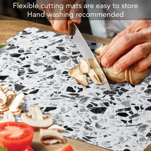 Cut N' Funnel Terrazzo Designer Flexible Plastic Cutting Board Mat 15" x 11.5", Made in the USA, Decorative, Flexible, Easy to Clean...