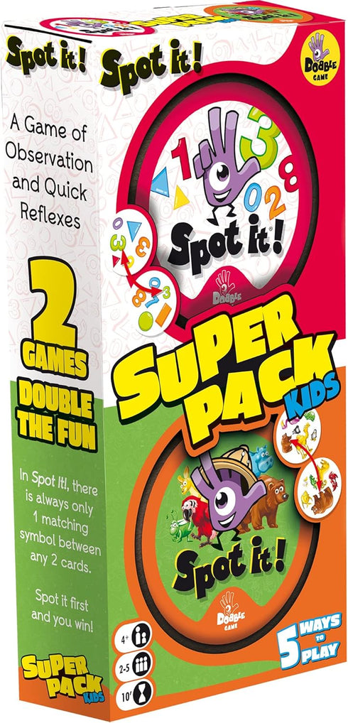 Zygomatic Spot It! Super Pack - 2 Fun Editions Bundle with 123 & Animals Jr. Game for Ages 4+, 2-8 Players...