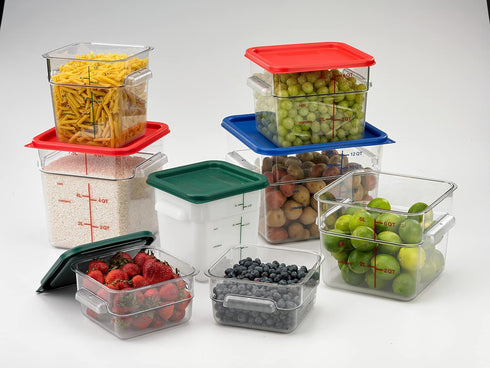 Carlisle FoodService Products Squares Square Food Storage Container with Stackable Design for Catering, Buffets, Restaurants, Plastic, 4 Quarts, W...