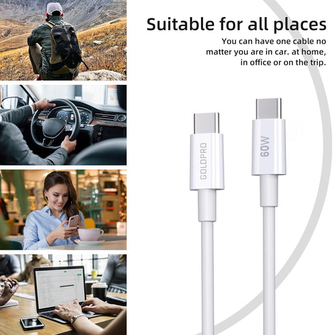 60W USB C to C Fast Charging Cable High Power Fast Charger Cord Compatible with 15 iPhone Series, 4FT Cable Daily Charging for Home Office...