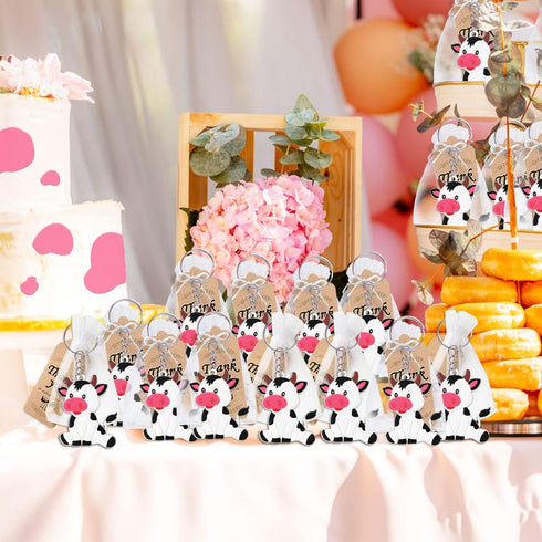40 Pack Cow Keychains Party Decoration for Guests, Animal Themed Party, Cow Party,Farm Animal Themed Baby Shower, School Party, Kids Birthday...
