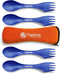 Tapirus 4 Blue Spork to Go Set - Durable and BPA Free Sporks - Spoon, Fork and Knife Combo Utensils Flatware - Mess Kit for Camping, Hunting and O...