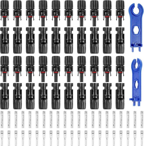 40PCS Solar Panel Connectors, Male/Female Multi-Contact 4 Solar Connectors, IP67 1000V 30A Waterproof Solar Panel Cable Connectors (20 Pairs Solar...
