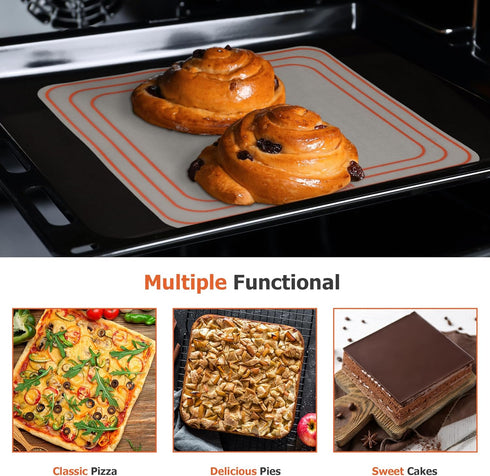 Silicone Baking Mat, Set of 2 Square Non-Stick Cuttable Baking Mats 8/9/10 inches - Best German Silicone...