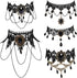 5 Set Halloween Black Necklaces Lace Neck Choker Steampunk Goth Gothic Neck Chain Collar Elegant Pendant for Wedding Party Cosplay Christmas...