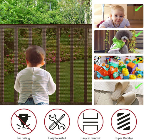 Child Safety Net, Durable Banister Guard for Baby Safety Stairs Railing Balcony Cribs, Banister Stair Mesh Baby Proofing, Easy to Install Stair Ne...