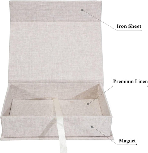 4x6 Linen Photo Storage Box - Ideal for Preserving and Organizing Your Precious Photos, Certificates, Scrapbooking Supplies, Keepsakes, and Jewelr...