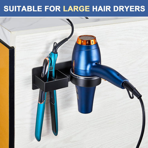 Hair Straightener Holder Wall, Black Blow Dryer Holder Wall Mounted Stainless Steel Hairdryer Holder for Bathroom, Hair Tools Organizer & Storage ...