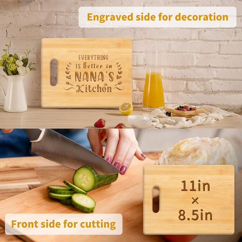 Nana's Kitchen Custom-Engraved Bamboo Cutting Board – A Personalized and Unique Mother’s Day or Christmas Gift for Grandma from Granddaughter or G...