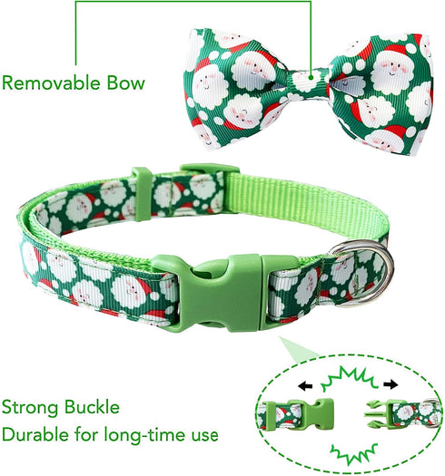 Christmas Dog Collar with Bow Tie, 2 Pack Holiday Santa and Snowman Collar for Small Medium Large Dogs Pets Puppies (Medium-(12.5-20") Neck * 3/4"...