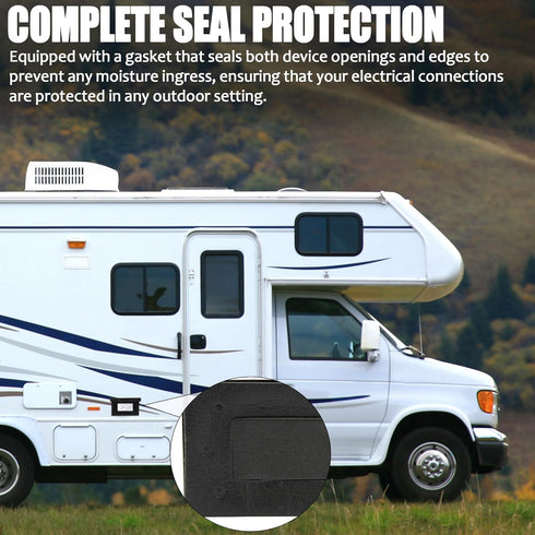 2-Pack RV Exterior Power Outlet Cover Plate (Black) - Weatherproof Seal for GFI/GFCI Receptacles, Durable Thermoplastic with Spring-Loaded Lid...