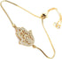 LESLIE BOULES 18K Gold Plated Hamsa Bracelet for Women Adjustable Chain...