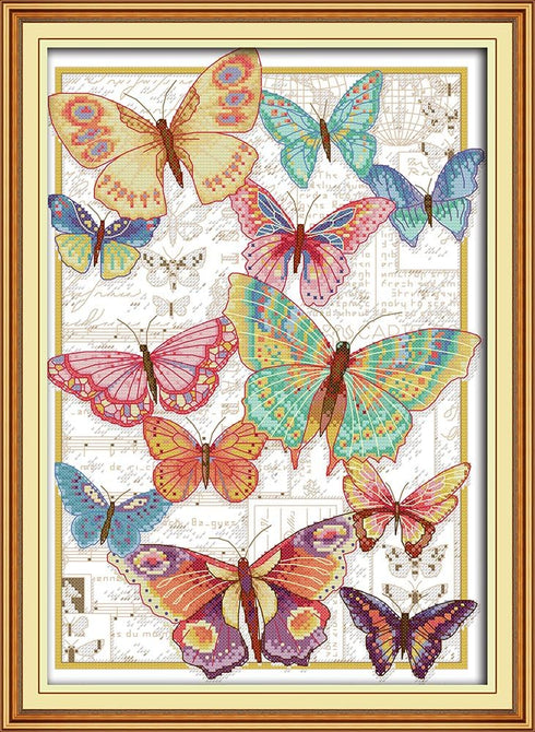 Maydear Cross Stitch Kits Stamped Full Range of Embroidery Starter Kits for Beginners DIY 12×12 inch - (Butterflies, 11CT)......