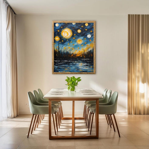 Posterizer 1 pcs- starry night inspired landscapes-nature-oil painting style 1-Landscape & Nature Art-Floral Botanical Art- Decor for Home & Offic...