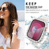 Surace 2 in 1 Waterproof Bling Case Compatible for Apple Watch Series 6 5 4 SE 44mm Screen Protector, Lace Edge Diamond Protective Bumper Face Cov...