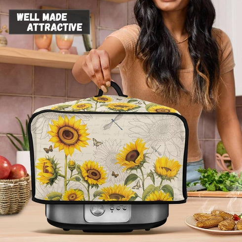 Sunflower Slow Cooker Dust Cover Dragonfly Small Appliance Covers Home Decor Insulated Slow Cooker Bags Rice Cooker Storage Bag Dustproof...