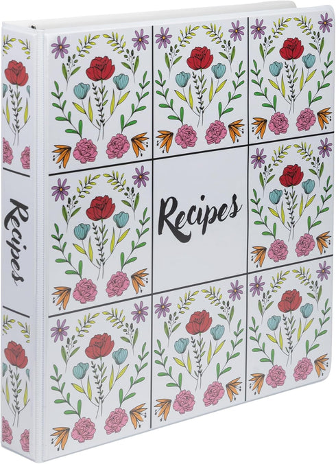 Samsill Recipe Binder Full Page 8.5 x 11 Kit, 1 Inch D-Ring, Floral Tile Design...