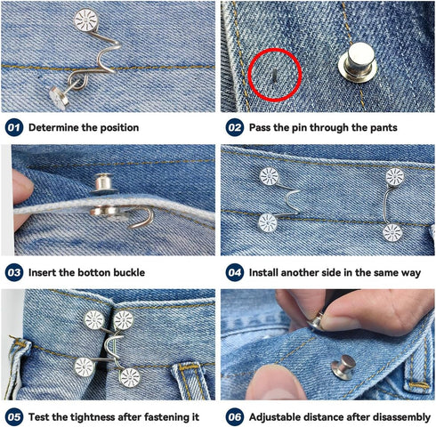 EAEDMY 60PCS Pants Waist Tightener for Jean, Adjustable Pants Button Tightener for Loose Jeans or Skirts, Pants Clips to Tighten Waist, Button Pin...