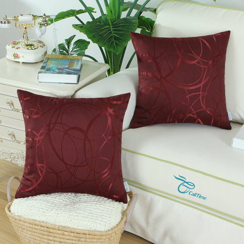 CaliTime Throw Pillow Covers Pack of 2 Modern Shining & Dull Contrast Circles Rings Accent Geometric Cushion Cases Shells for Couch Sofa Home Deco...