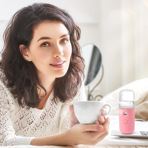 LIFKOME Hand Held Humidifier Portable Humidifier Pink Humidifier Diffuser Face Mister for Home Office Travel...