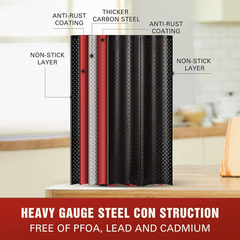 KITESSENSU Nonstick Baguette Pans for French Bread Baking, Perforated 3 Loaves Baguettes Bakery Tray, 15" x 9", Black...