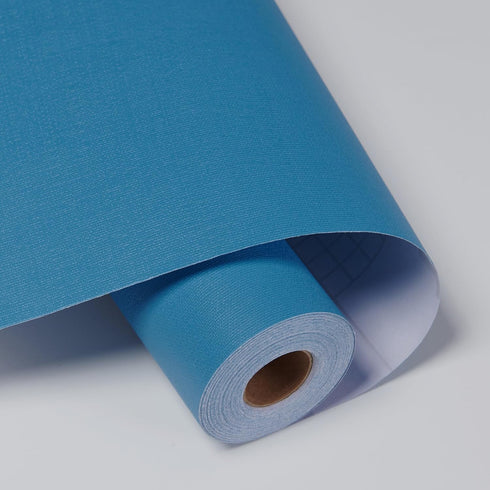 Peel and Stick Wallpaper Blue Removable Contact Wall Paper, Self Adhesive Textured Shelf Liner, Vinyl Waterproof Decorative Wallcovering for Livin...