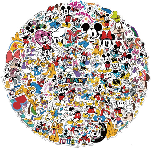 100Pcs Mickey&Minnie Sticker for Kids, Cute Disney Cartoon Mickey&Minnie Mouse Waterproof Vinyl Stickers for Teen Girl Water Bottle, Laptop, Phone...