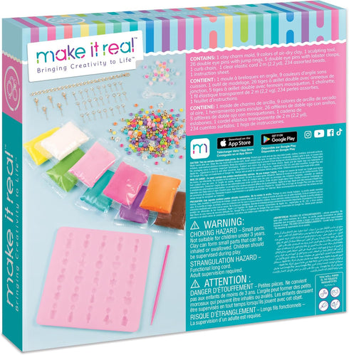 Make It Real:Clay Charm DIY Jewelry Kit - Make 30+ Clay No Bake Charms to Attach to Your Chain, Arts & Crafts, Girls & Kids Ages 8+...