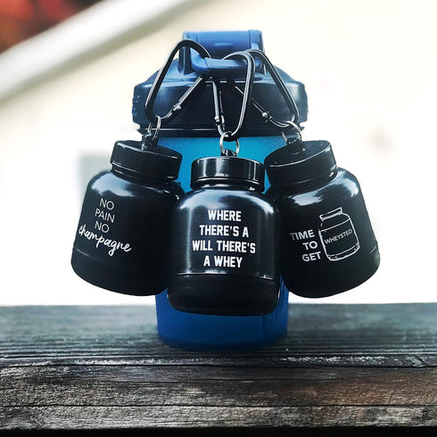 Protein Powder & Supplement Funnel Keychain, Portable To-Go Container for The Gym, Workouts, Fitness, & Travel - TSA Approved, No Pain No Champagn...
