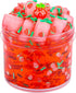 Red Jelly Cube Crunchy Slime, Soft Non-Stick Clear Crystal Slime, Stress Relief Toy for Girls and Boys, for Kids Party Favors Gifts Ideas, Birthda...