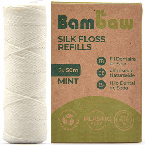 Refill Silk Dental Floss | Candelilla Wax Tooth Floss | Natural Dental Tape | Plastic Free Dental Floss | Eco Floss | Stainless Steel | Zero Waste...