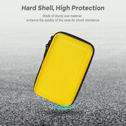 Bright Yellow Hard Shell Electronic Organizer Carrying Case - Shockproof Large Storage Case for Hard Drive, Phone, Power Bank, Charger, Earbuds - ...