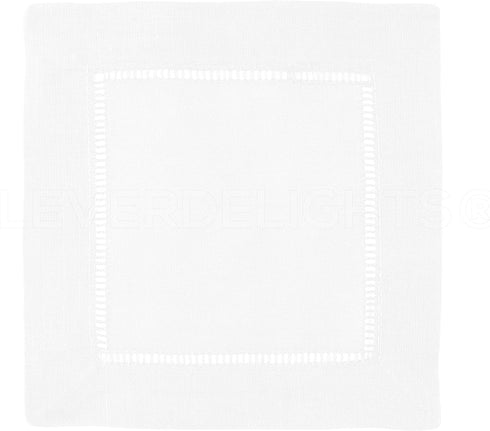 CleverDelights 6" White Cotton Hemstitch Cocktail Napkins - 12 Pack - 100% Cotton...