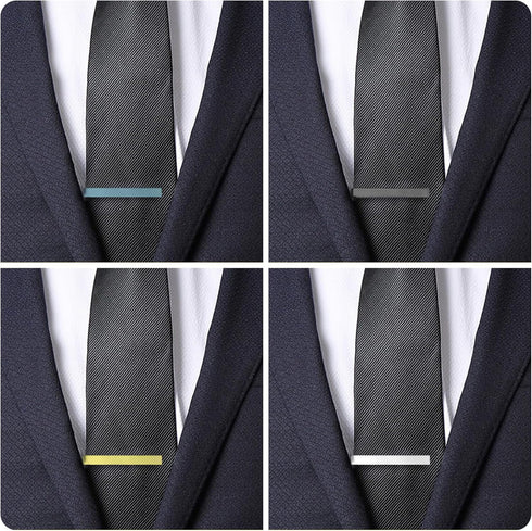 Roctee 4pcs Skinny Tie Clips for Men 1.69 Inch, Tie Clip Tie Bar Tie Bars Pins Clasps Set for Regular Ties Short Slim Thin Ties with Box Black Blu...