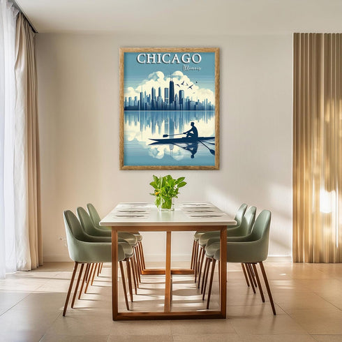 Posterizer 1 pcs-travel poster-Chicago-United Stated-Illinois-Adventure Wall Art Gift for Men Women Entrepreneur Teens Decor for Home & Office- ...