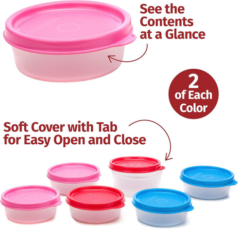SIGNORA WARE Condiment Containers with Lids- 6 pk. 2.3 oz.Salad Dressing to go Small Food Storage Containers- Sauce Cups Leak proof Reusable Plast...