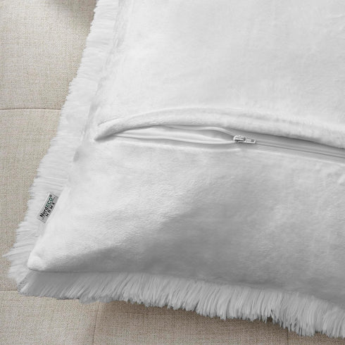 NordECO HOME Luxury Soft Faux Fur Fleece Cushion Cover Pillowcase Decorative Throw Pillows Covers, No Pillow Insert, 16" x 16" Inch, White, 2 Pack...