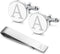 LOYALLOOK Classic Engraved Initial Cufflinks and Tie Clip Bar Set Alphabet Letter Formal Business Wedding Shirts A...