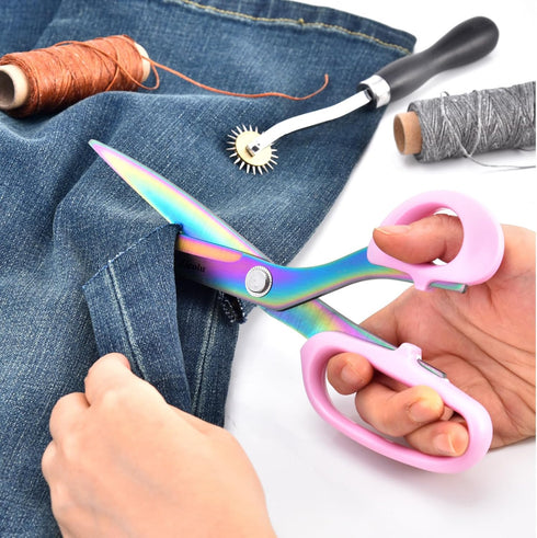 Fabric Scissors, 9" Titanium Coating Sewing Scissors, All Purpose Sharp Heavy Duty Fabric Scissors for Cutting Clothes Leather Classic Stainless S...