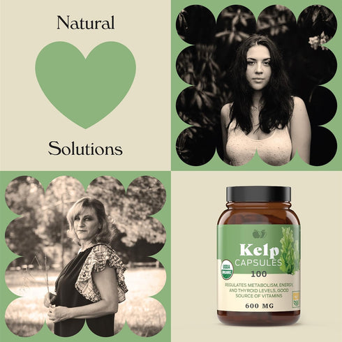 Raw Sea Kelp Powder Supplement - 600mg Capsules 100 Pills Powdered Raw Seaweed & Thyroid Support Supplement...