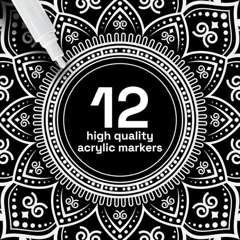 ARTISTRO Paint Pens for Rock Painting, Stone, Ceramic, Glass, Wood, Tire, Fabric, Metal, Canvas. Set of 12 Markers for Acrylic Painting, Water-bas...