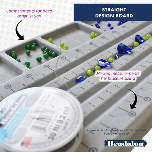 Beadalon Bracelet Bead Boards for Jewelry Making – Flocked, Anti-Roll Bead Tray with Cover – Ideal Jewelry Design Tool for Crafters, DIYers, Brace...