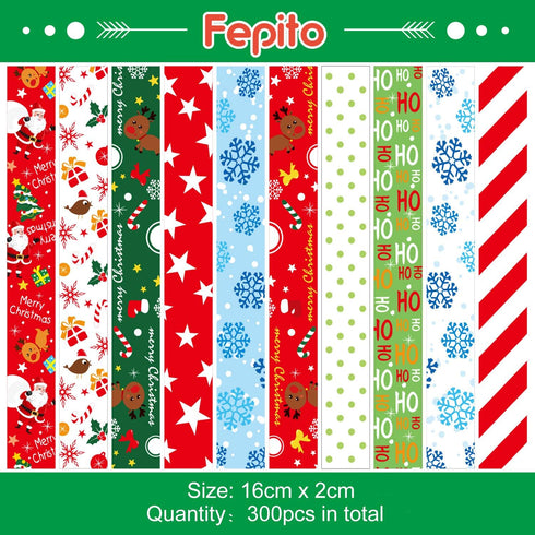 FEPITO 300 Pcs Festive Paper Chains Merry Christmas Craft Paper Chains for Christmas and Festive Party Decorations,10 Style...